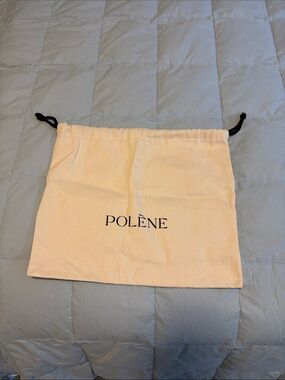 Polène Cream Canvas Drawstring Bag with Black Cord